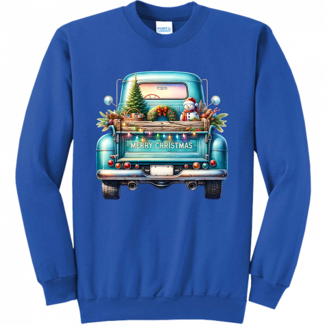 Blue Christmas Truck Unisex Sweatshirt