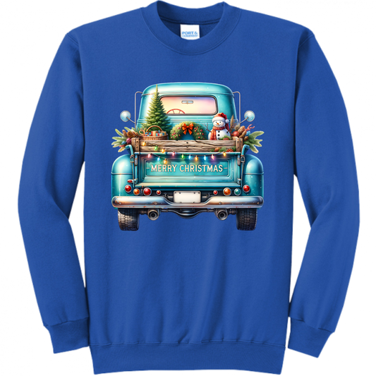 Blue Christmas Truck Unisex Sweatshirt