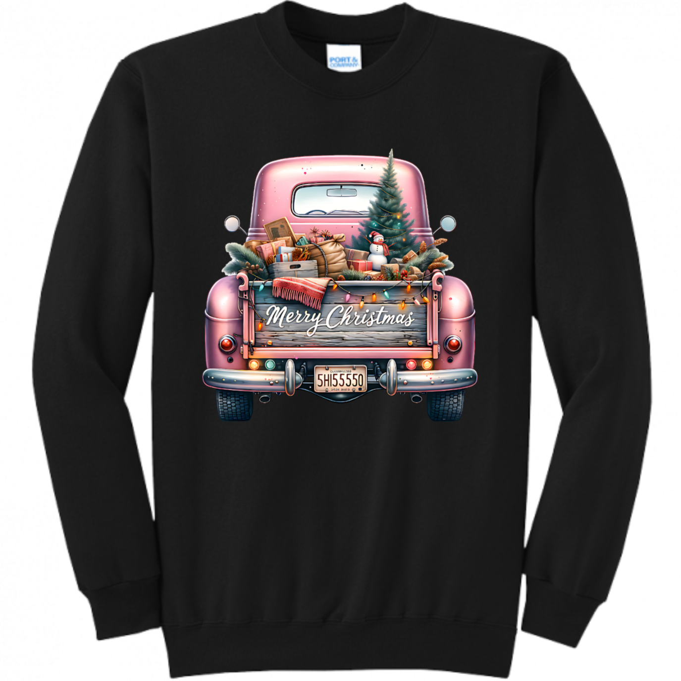 Pink Christmas Truck Unisex Sweatshirt