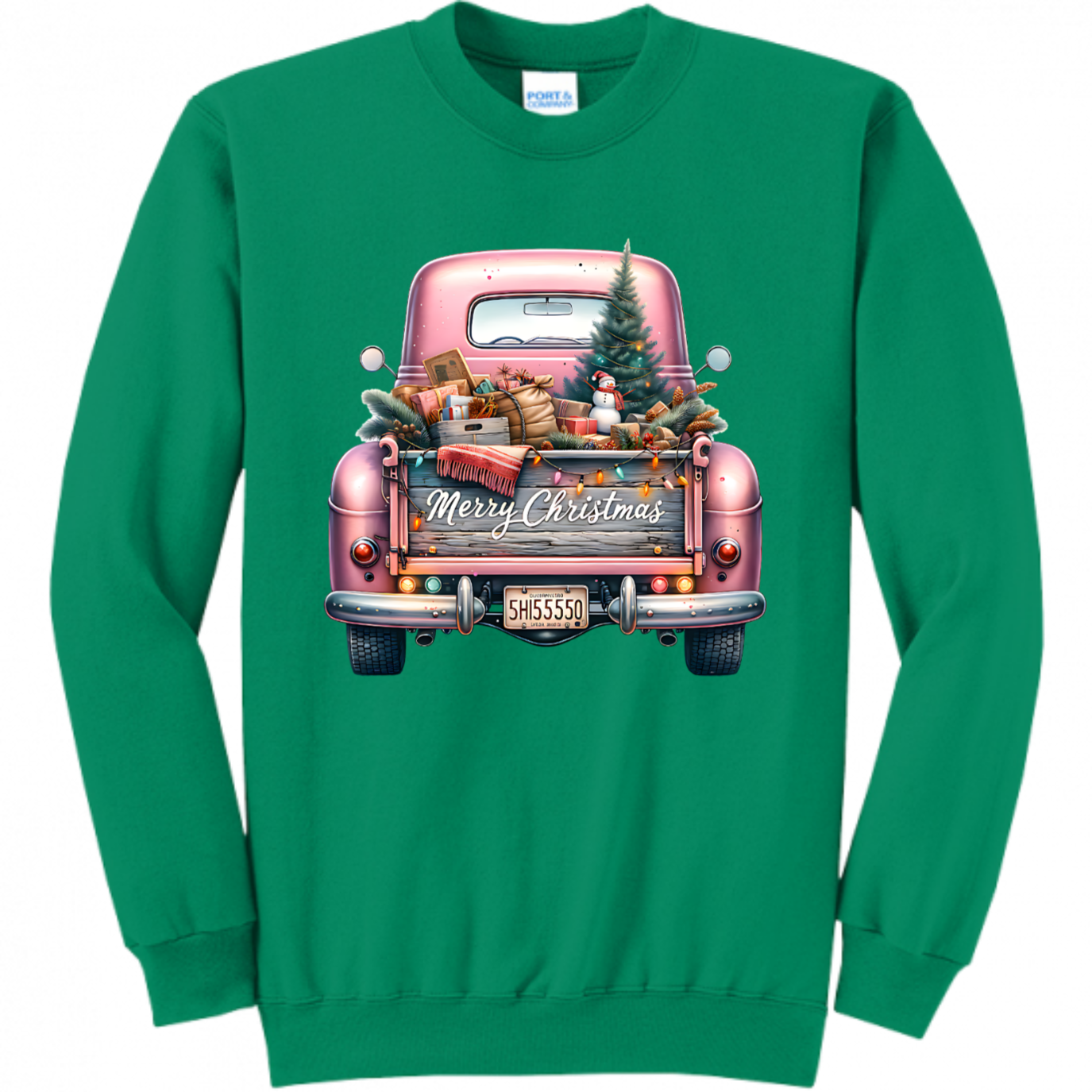 Pink Christmas Truck Unisex Sweatshirt