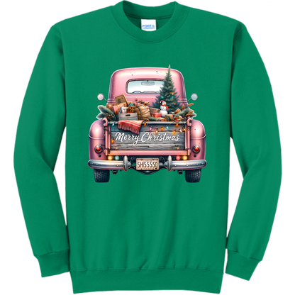 Pink Christmas Truck Unisex Sweatshirt