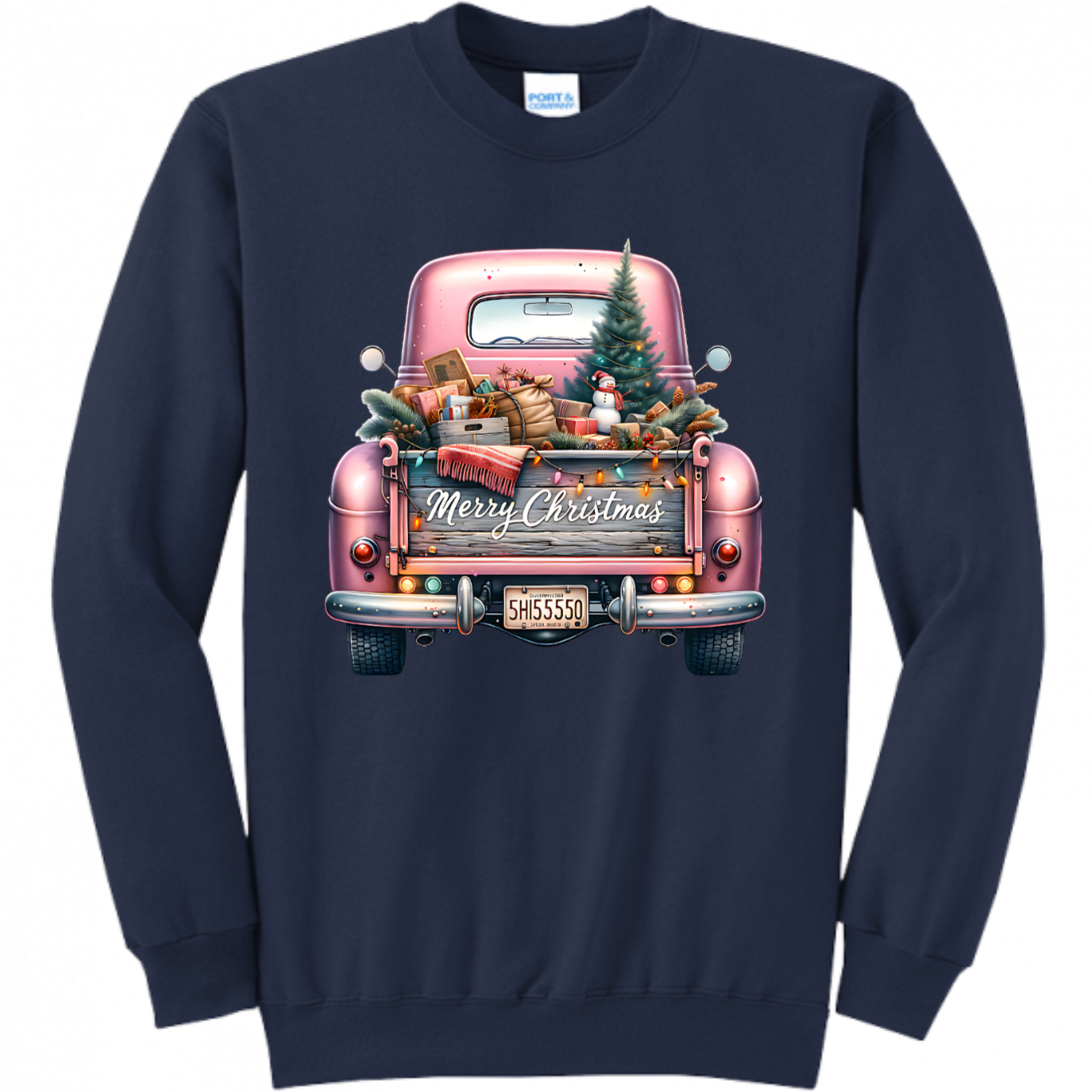 Pink Christmas Truck Unisex Sweatshirt