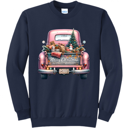 Pink Christmas Truck Unisex Sweatshirt