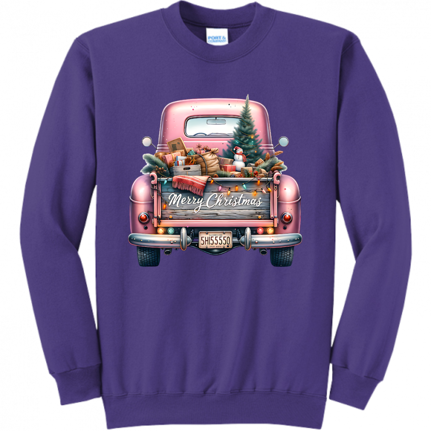 Pink Christmas Truck Unisex Sweatshirt