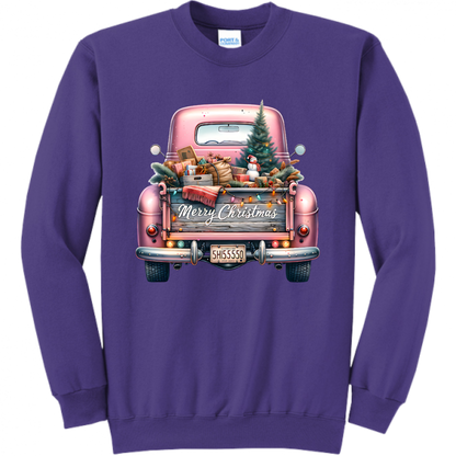 Pink Christmas Truck Unisex Sweatshirt