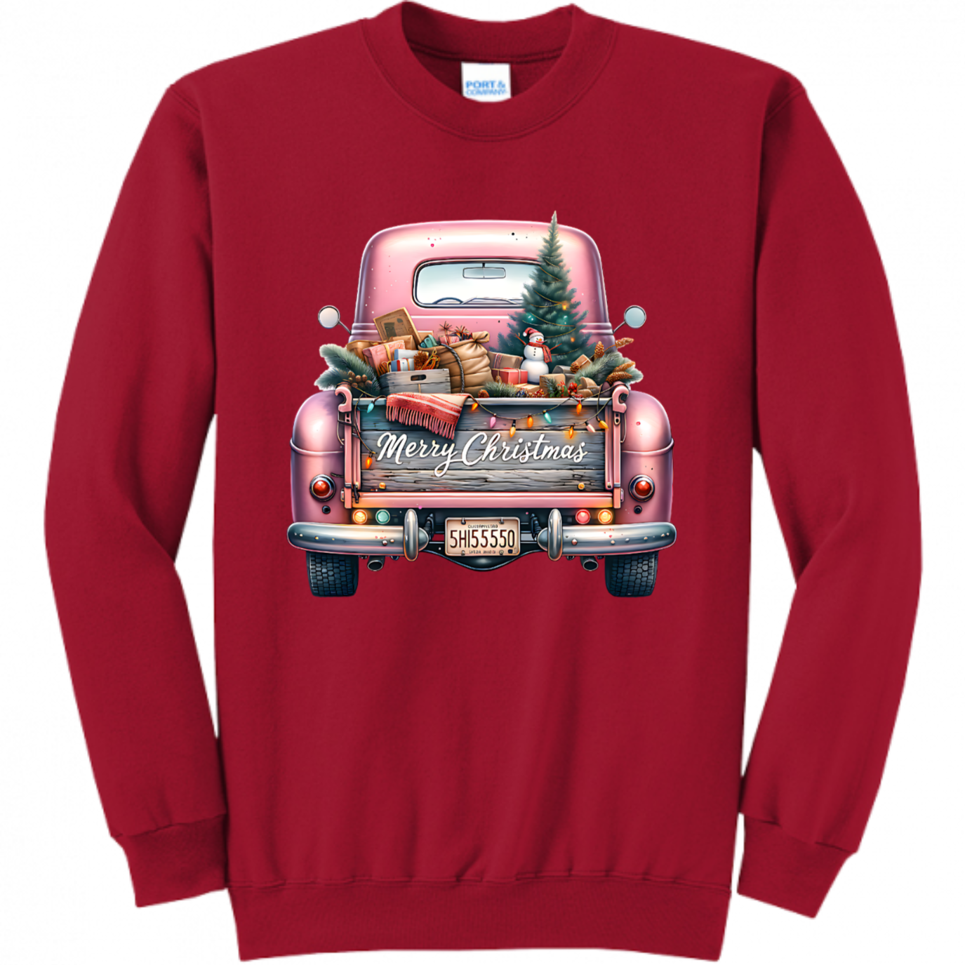 Pink Christmas Truck Unisex Sweatshirt