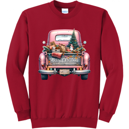 Pink Christmas Truck Unisex Sweatshirt