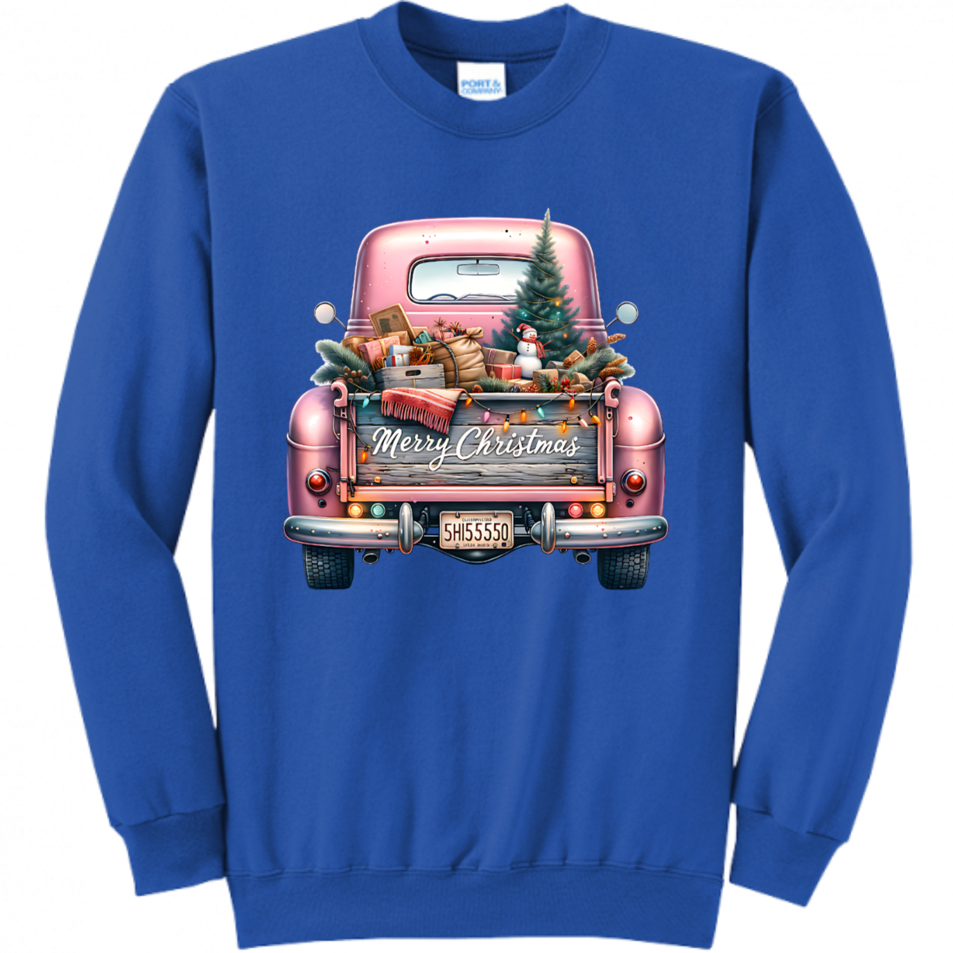 Pink Christmas Truck Unisex Sweatshirt