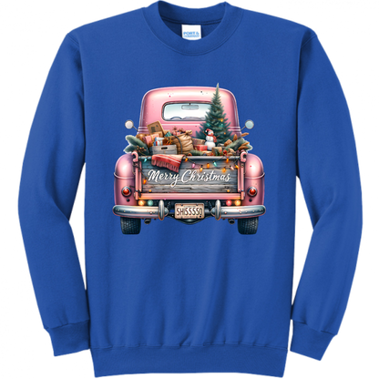 Pink Christmas Truck Unisex Sweatshirt