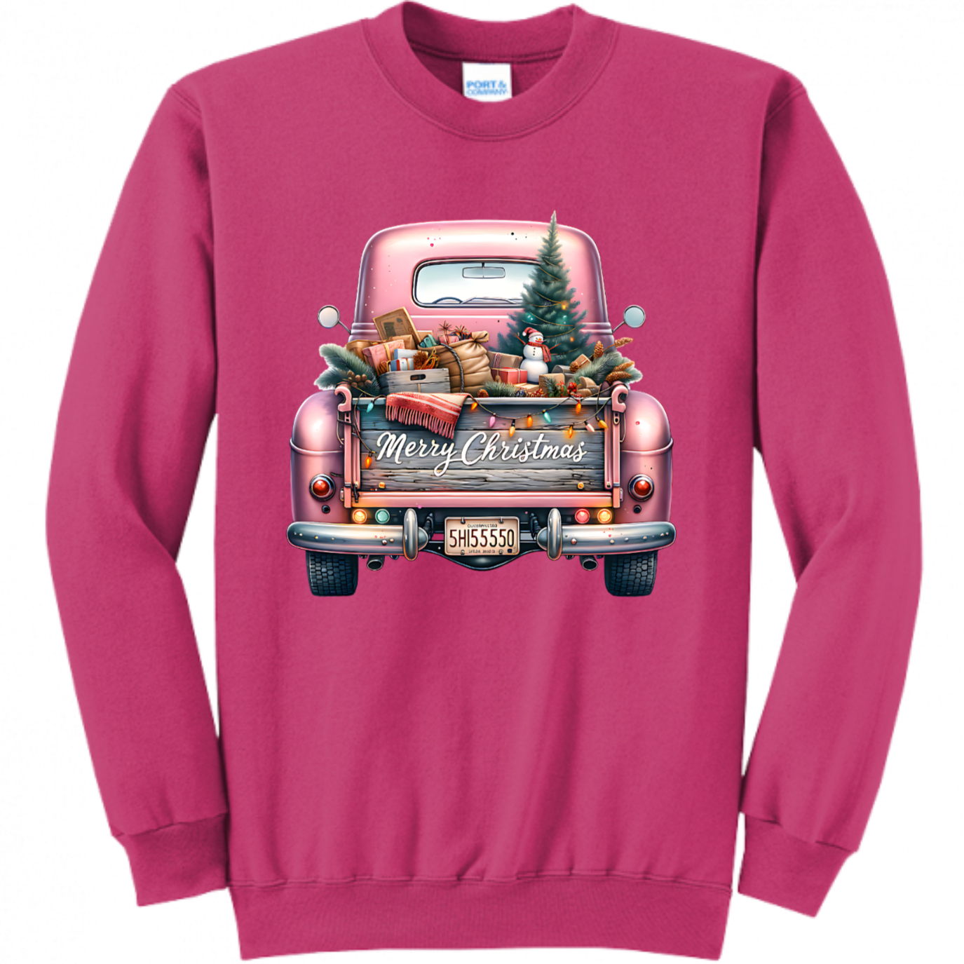Pink Christmas Truck Unisex Sweatshirt