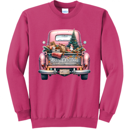 Pink Christmas Truck Unisex Sweatshirt