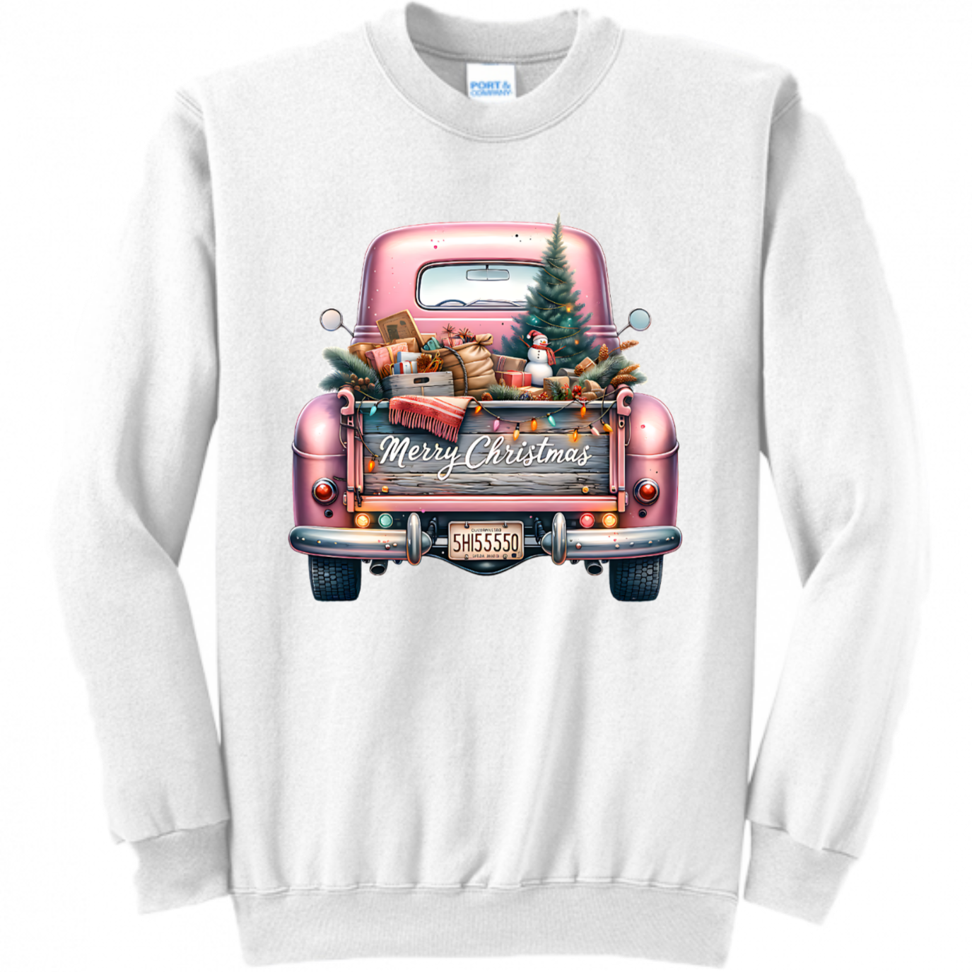 Pink Christmas Truck Unisex Sweatshirt