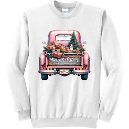 Pink Christmas Truck Unisex Sweatshirt